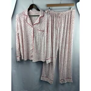Women’s The Cat’s Pajamas Size 1X White w/ Red Dots PJ Set